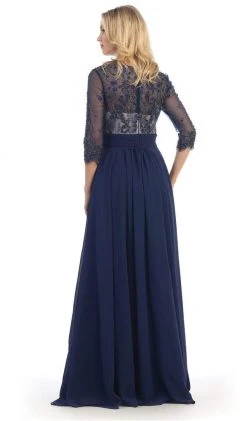 May Queen - Quarter Sleeve Illusion Empire Formal Dress Formal Gowns 14 May Queen - Quarter Sleeve Illusion Empire Formal Dress Formal Gowns