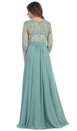 May Queen - Quarter Sleeve Illusion Empire Formal Dress Formal Gowns 12 May Queen - Quarter Sleeve Illusion Empire Formal Dress Formal Gowns