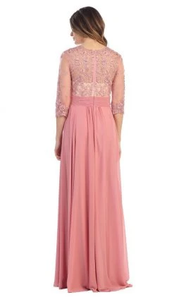 May Queen - Quarter Sleeve Illusion Empire Formal Dress Formal Gowns 19 May Queen - Quarter Sleeve Illusion Empire Formal Dress Formal Gowns