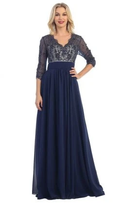 May Queen - Quarter Sleeve Illusion Empire Formal Dress Formal Gowns 15 May Queen - Quarter Sleeve Illusion Empire Formal Dress Formal Gowns