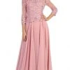 May Queen - Quarter Sleeve Lacy Chiffon Evening Gown MQ1279 - 1 Pc Dusty Rose In Size M Available 1 May Queen - Quarter Sleeve Lacy Chiffon Evening Gown MQ1279 - 1 Pc Dusty Rose In Size M Available