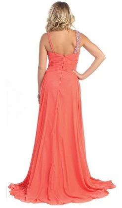 May Queen - Rhinestone Embellished Pleated Evening Gown Formal Gowns