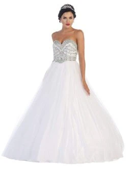 May Queen - Rhinestone Embellished Quinceanera Ballgown Formal Gowns