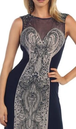 May Queen - RQ-7333 Sleeveless Beaded Color Block Evening Gown