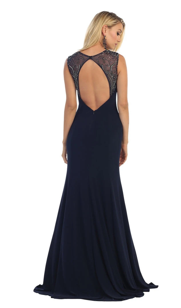 May Queen - RQ-7333 Sleeveless Beaded Color Block Evening Gown 5 May Queen - RQ-7333 Sleeveless Beaded Color Block Evening Gown