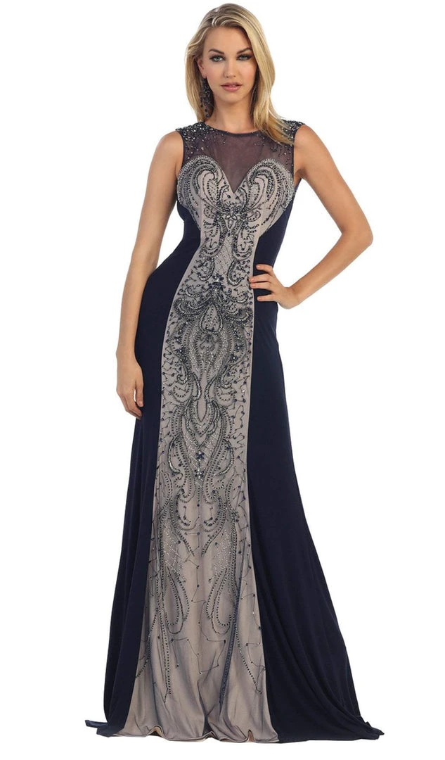 May Queen - RQ-7333 Sleeveless Beaded Color Block Evening Gown 3 May Queen - RQ-7333 Sleeveless Beaded Color Block Evening Gown