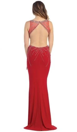 May Queen - RQ-7334 Bejeweled Scoop Sheath Evening Dress 10 May Queen - RQ-7334 Bejeweled Scoop Sheath Evening Dress