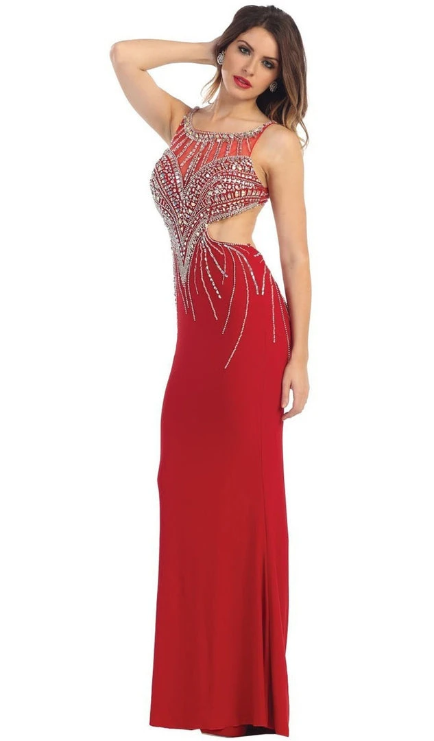 May Queen - RQ-7334 Bejeweled Scoop Sheath Evening Dress 3 May Queen - RQ-7334 Bejeweled Scoop Sheath Evening Dress