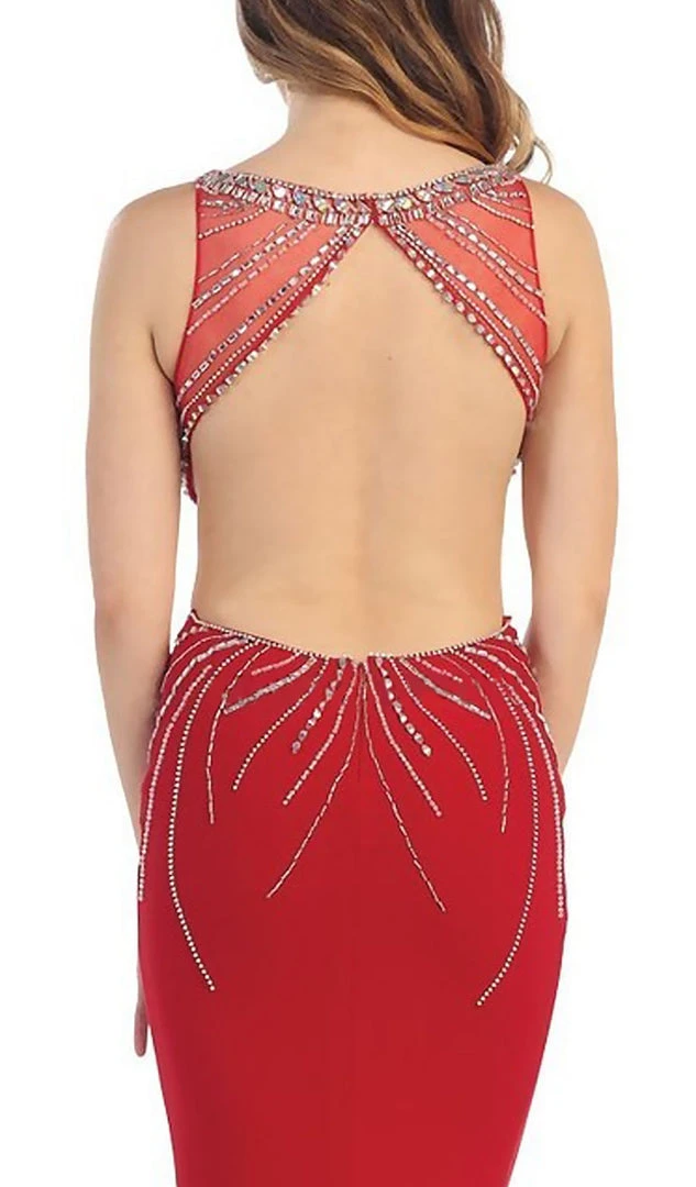 May Queen - RQ-7334 Bejeweled Scoop Sheath Evening Dress 6 May Queen - RQ-7334 Bejeweled Scoop Sheath Evening Dress