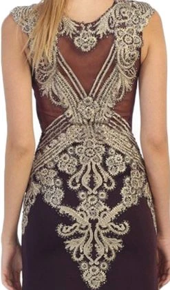 May Queen - RQ-7434 Gilded Illusion Jewel Sheath Evening Dress