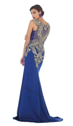 May Queen - RQ-7434 Gilded Illusion Jewel Sheath Evening Dress