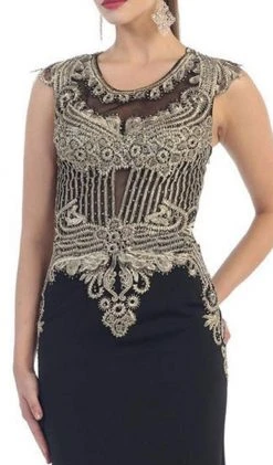 May Queen - RQ-7437 Embellished Illusion Jewel Sheath Evening Dress 8 May Queen - RQ-7437 Embellished Illusion Jewel Sheath Evening Dress