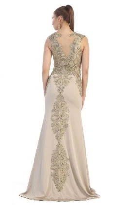 May Queen - RQ-7437 Embellished Illusion Jewel Sheath Evening Dress 11 May Queen - RQ-7437 Embellished Illusion Jewel Sheath Evening Dress