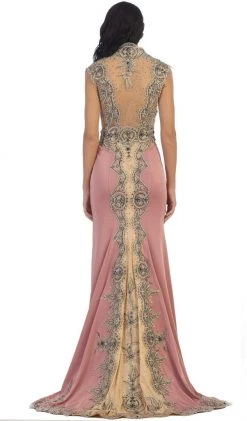 May Queen - RQ-7440 Embellished Queen Anne Sheath Evening Dress Formal Gowns 19 May Queen - RQ-7440 Embellished Queen Anne Sheath Evening Dress Formal Gowns