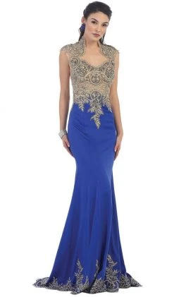 May Queen - RQ-7440 Embellished Queen Anne Sheath Evening Dress Formal Gowns 20 May Queen - RQ-7440 Embellished Queen Anne Sheath Evening Dress Formal Gowns