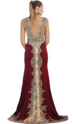 May Queen - RQ-7440 Embellished Queen Anne Sheath Evening Dress Formal Gowns 17 May Queen - RQ-7440 Embellished Queen Anne Sheath Evening Dress Formal Gowns