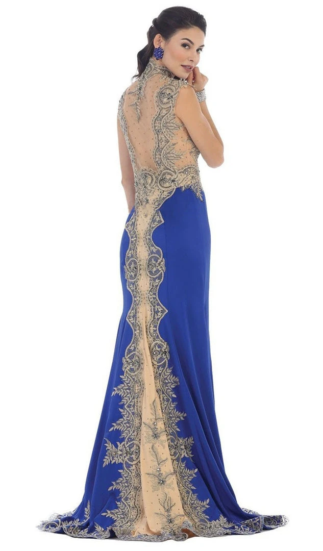 May Queen - RQ-7440 Embellished Queen Anne Sheath Evening Dress Formal Gowns 12 May Queen - RQ-7440 Embellished Queen Anne Sheath Evening Dress Formal Gowns