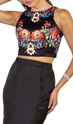 Formal Gowns May Queen - RQ-7503 Two Piece Floral Print Evening Gown