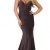May Queen - RQ-7756 Deep V-neck Long Trumpet Dress