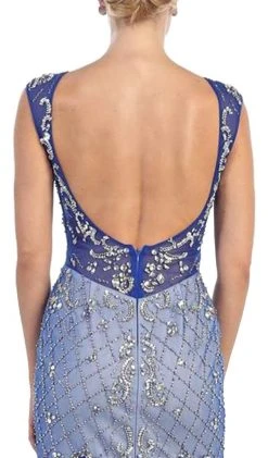 May Queen - RQ7212 Sheer Embellished Open Back Evening Dress Formal Gowns