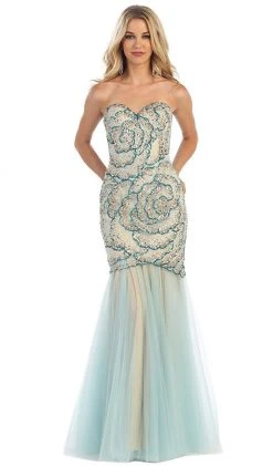 Formal Gowns May Queen - RQ7289 Strapless Sequined Embellished Evening Gown