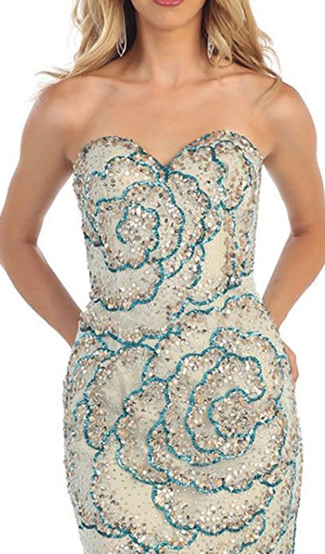 Formal Gowns May Queen - RQ7289 Strapless Sequined Embellished Evening Gown 4 Formal Gowns May Queen - RQ7289 Strapless Sequined Embellished Evening Gown
