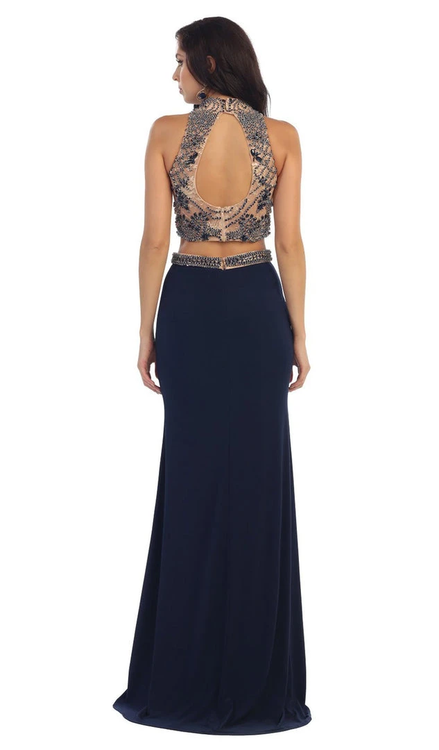 Formal Gowns May Queen - RQ7315 Beaded High Neck Two-Piece Fitted Evening Gown 6 Formal Gowns May Queen - RQ7315 Beaded High Neck Two-Piece Fitted Evening Gown