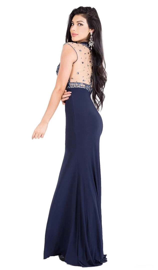 May Queen - RQ7322 Illusion High Neck Embellished Evening Dress Formal Gowns 8 May Queen - RQ7322 Illusion High Neck Embellished Evening Dress Formal Gowns