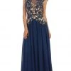 Formal Gowns May Queen - RQ7340 Laced Deep Illusion V-Neck A-Line Evening Dress 2 Formal Gowns May Queen - RQ7340 Laced Deep Illusion V-Neck A-Line Evening Dress