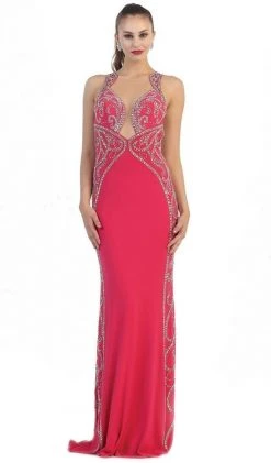 Formal Gowns May Queen - RQ7405 Sparkling Sleeveless Open Back Mermaid Evening Dress