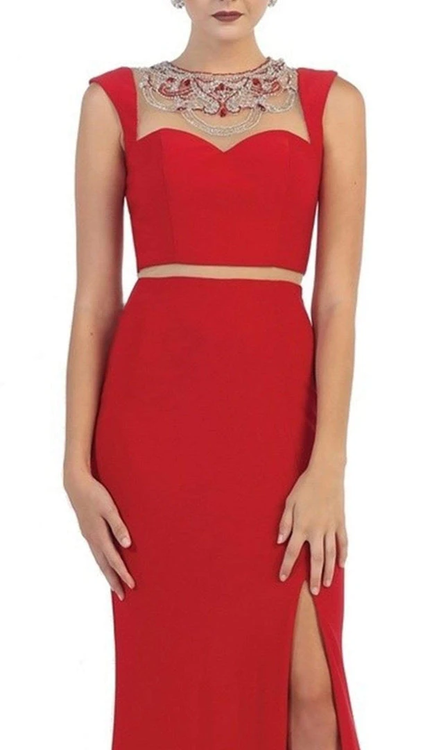 May Queen - RQ7417 Sleeveless Mock Two Piece Mermaid Prom Dress Formal Gowns 4 May Queen - RQ7417 Sleeveless Mock Two Piece Mermaid Prom Dress Formal Gowns