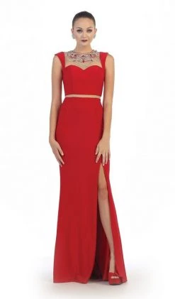 May Queen - RQ7417 Sleeveless Mock Two Piece Mermaid Prom Dress Formal Gowns