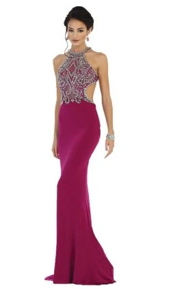 May Queen - RQ7421 Jewel Ornate Bodice High Neck Evening Gown