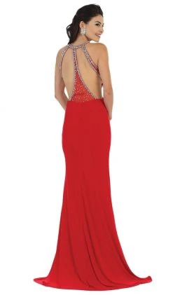 May Queen - RQ7421 Jewel Ornate Bodice High Neck Evening Gown