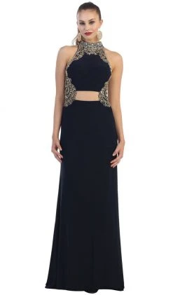 May Queen - RQ7422 Elegant High Neck Long Dress Formal Gowns