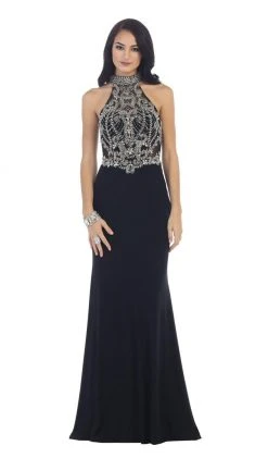 Formal Gowns May Queen - RQ7423 Embellished Long High Neck Dress