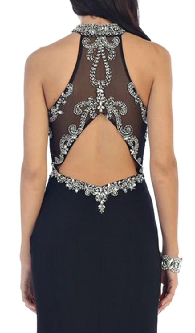 Formal Gowns May Queen - RQ7423 Embellished Long High Neck Dress 6 Formal Gowns May Queen - RQ7423 Embellished Long High Neck Dress