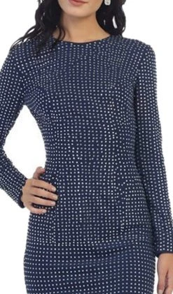 May Queen - RQ7439 Long Sleeve Open Back Evening Dress