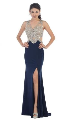 Formal Gowns May Queen - RQ7444 Sequined And Beaded Embellished Bodice Cutout Illusion Evening Gown 13 Formal Gowns May Queen - RQ7444 Sequined And Beaded Embellished Bodice Cutout Illusion Evening Gown
