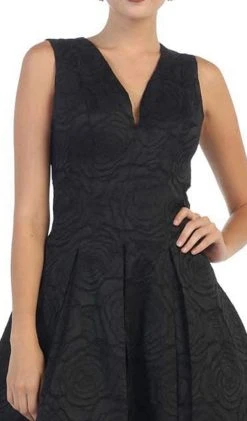 May Queen - RQ7449 Sleeveless Jacquard High Low Cocktail Dress