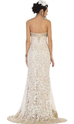Formal Gowns May Queen - RQ7458 Lace Strapless Corset Bodice Mermaid Evening Dress