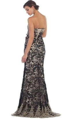 Formal Gowns May Queen - RQ7458 Lace Strapless Corset Bodice Mermaid Evening Dress