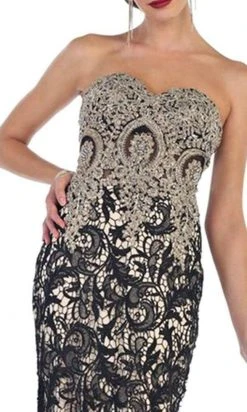 Formal Gowns May Queen - RQ7458 Lace Strapless Corset Bodice Mermaid Evening Dress