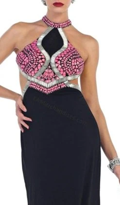 Formal Gowns May Queen - RQ7462 Halter Beaded Low Back Evening Dress 7 Formal Gowns May Queen - RQ7462 Halter Beaded Low Back Evening Dress