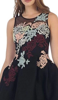 May Queen - RQ7473 Embroidered Magic Floral Cocktail Dress