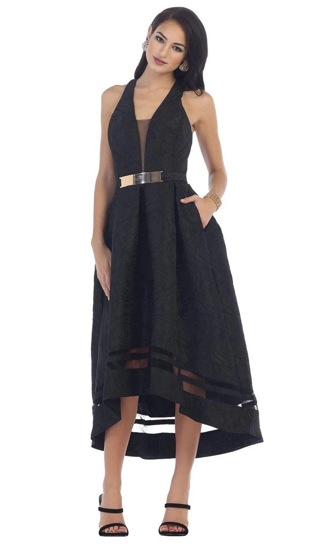 May Queen - RQ7474 Halter Neck High Low Satin Formal Gown Formal Gowns 3 May Queen - RQ7474 Halter Neck High Low Satin Formal Gown Formal Gowns