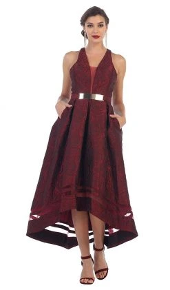 May Queen - RQ7474 Halter Neck High Low Satin Formal Gown Formal Gowns 14 May Queen - RQ7474 Halter Neck High Low Satin Formal Gown Formal Gowns