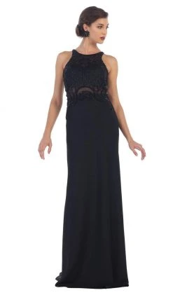 May Queen - RQ7475 Sleeveless Embellished Jersey Evening Gown Formal Gowns