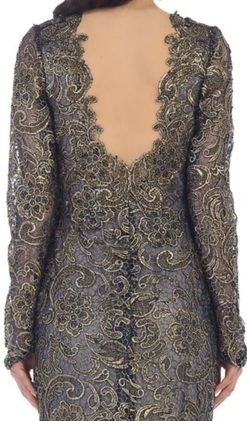 Formal Gowns May Queen - RQ7477 Long Sleeves Scallop Embellished Lace Evening Gown