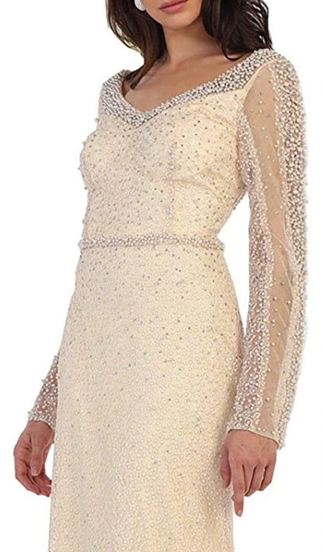 May Queen - RQ7483 Sheer Pearls And Rhinestone Mesh Evening Gown Formal Gowns 4 May Queen - RQ7483 Sheer Pearls And Rhinestone Mesh Evening Gown Formal Gowns